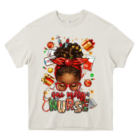 Cream one merry nurse afro messy bun Heavy Core Tee - texasbilliewilder