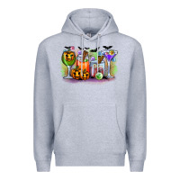 Heather Grey halloween Premium Hoodie - CowhideDigitalArt