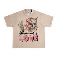 French Oak Skull all you need is love Urban Heavy Tee - FaDigitalArtStudio