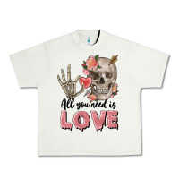 Pistachio Skull all you need is love Urban Heavy Tee - FaDigitalArtStudio