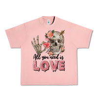 Salmon Skull all you need is love Urban Heavy Tee - FaDigitalArtStudio