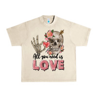 Sandshell Skull all you need is love Urban Heavy Tee - FaDigitalArtStudio