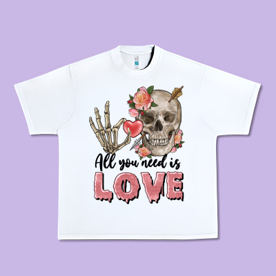 Skull All You Need Is Love Urban Heavy Tee Designed By Fadigitalartstudio