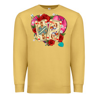 Antique Gold playing cards roses and pearls Premium Sweatshirt - AdoDesignShop