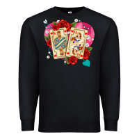Black playing cards roses and pearls Premium Sweatshirt - AdoDesignShop