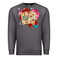 Charcoal Heather playing cards roses and pearls Premium Sweatshirt - AdoDesignShop