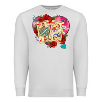 Dove Grey playing cards roses and pearls Premium Sweatshirt - AdoDesignShop