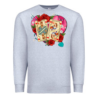 Heather Grey playing cards roses and pearls Premium Sweatshirt - AdoDesignShop