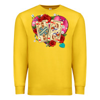 Lemon playing cards roses and pearls Premium Sweatshirt - AdoDesignShop
