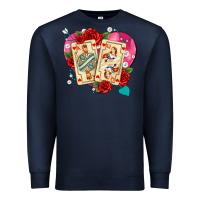 Navy playing cards roses and pearls Premium Sweatshirt - AdoDesignShop