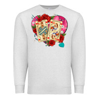 Oatmeal Heather playing cards roses and pearls Premium Sweatshirt - AdoDesignShop