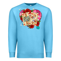 Ocean Blue playing cards roses and pearls Premium Sweatshirt - AdoDesignShop