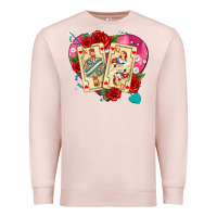 Pale Pink playing cards roses and pearls Premium Sweatshirt - AdoDesignShop