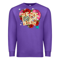 Purple playing cards roses and pearls Premium Sweatshirt - AdoDesignShop