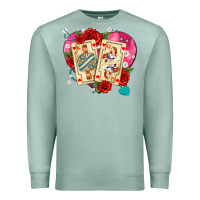 Seafoam playing cards roses and pearls Premium Sweatshirt - AdoDesignShop