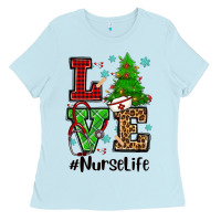 Baby Blue love nurse life christmas Ladies Tee - CowGirlArtShop