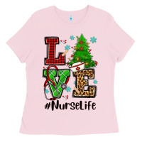Bubblegum Pink love nurse life christmas Ladies Tee - CowGirlArtShop