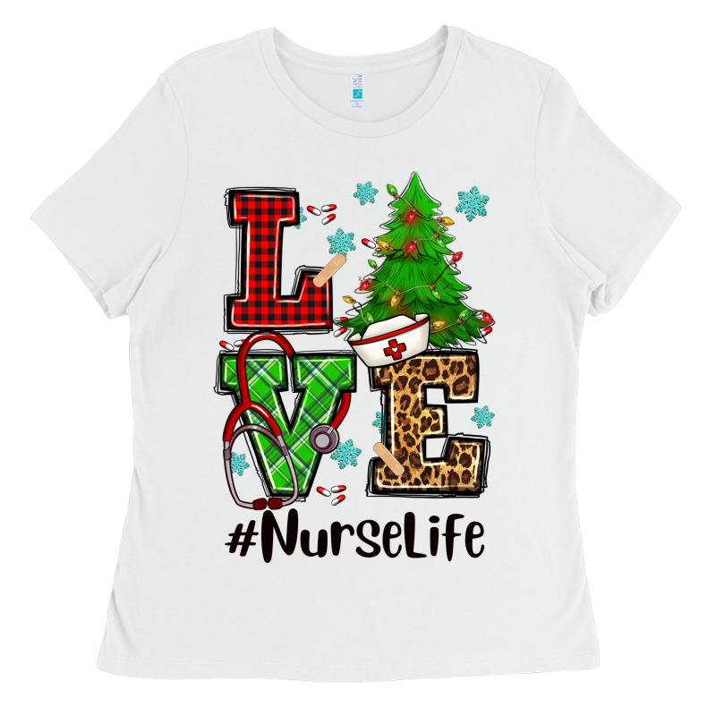 Love Nurse Life Christmas Ladies Tee by CowGirlArtShop | Teevron