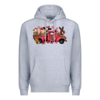 Heather Grey valentines day leopard farm animals truck Premium Hoodie - Jasminsmagicworld