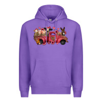 Purple valentines day leopard farm animals truck Premium Hoodie - Jasminsmagicworld