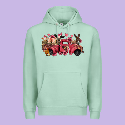Valentines Day Leopard Farm Animals Truck Premium Hoodie Designed By Jasminsmagicworld