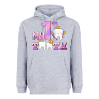 Heather Grey my first tooth with teeth for girls Heavyweight Hoodie - AdoDesignShop