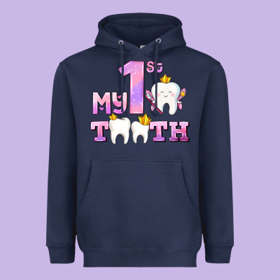 My First Tooth With Teeth For Girls Heavyweight Hoodie Designed By Adodesignshop