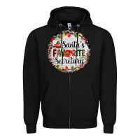 Black christmas santas favorite secretary    light Zipper Hoodie - AdoDesignShop