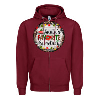 Burgundy christmas santas favorite secretary    light Zipper Hoodie - AdoDesignShop