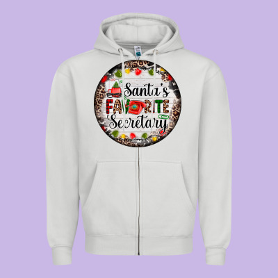 Christmas Santas Favorite Secretary    Light Zipper Hoodie Designed By Adodesignshop