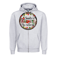 Heather Grey christmas santas favorite secretary    light Zipper Hoodie - AdoDesignShop