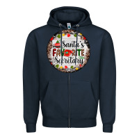 Navy christmas santas favorite secretary    light Zipper Hoodie - AdoDesignShop