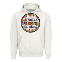 Oatmeal Heather christmas santas favorite secretary    light Zipper Hoodie - AdoDesignShop