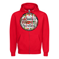 Red christmas santas favorite secretary    light Zipper Hoodie - AdoDesignShop