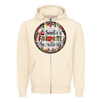 Sandshell christmas santas favorite secretary    light Zipper Hoodie - AdoDesignShop