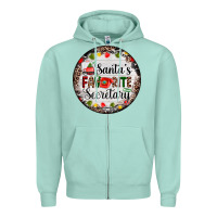 Seafoam christmas santas favorite secretary    light Zipper Hoodie - AdoDesignShop