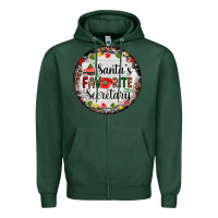 Sports Green christmas santas favorite secretary    light Zipper Hoodie - AdoDesignShop