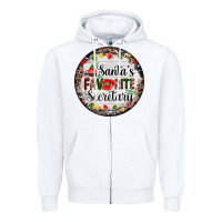 White christmas santas favorite secretary    light Zipper Hoodie - AdoDesignShop