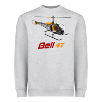 Heather Grey bell 47 helicopter Heavyweight Sweatshirt - ArtMosaic