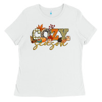 White cozy season Ladies Tee - CowGirlArtShop