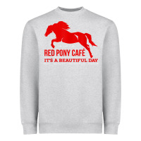 Heather Grey Red Pony Cafe, Funny cute horse lover Heavyweight Sweatshirt - ArtMosaic