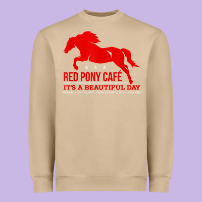 Red Pony Cafe, Funny Cute Horse Lover Heavyweight Sweatshirt Designed By Artmosaic