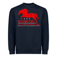 Navy Red Pony Cafe, Funny cute horse lover Heavyweight Sweatshirt - ArtMosaic