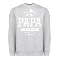 Heather Grey If Papa Can't Fix It We're All Screwed - Fathers Day Heavyweight Sweatshirt - ArtMosaic