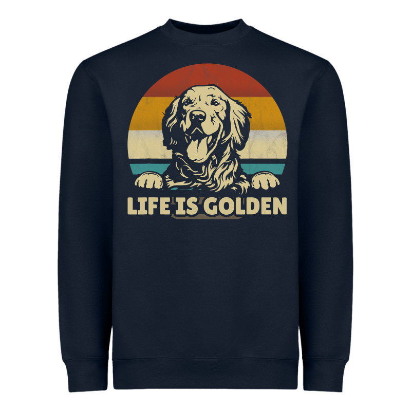 Golden Retriever Dog Life Is Golden Retro Vintage Heavyweight Sweatshirt by ArtMosaic | Teevron