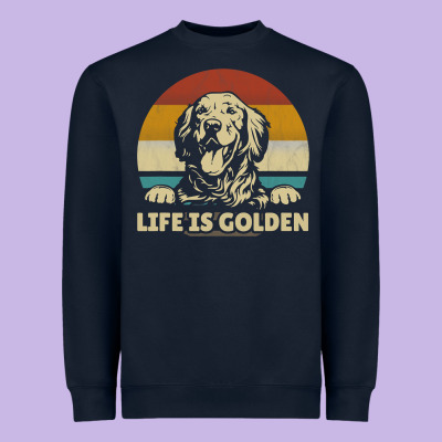 Golden Retriever Dog Life Is Golden Retro Vintage Heavyweight Sweatshirt Designed By Artmosaic