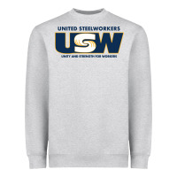 Heather Grey United Steelworkers - Unity and Strength for Worke Heavyweight Sweatshirt - ArtMosaic