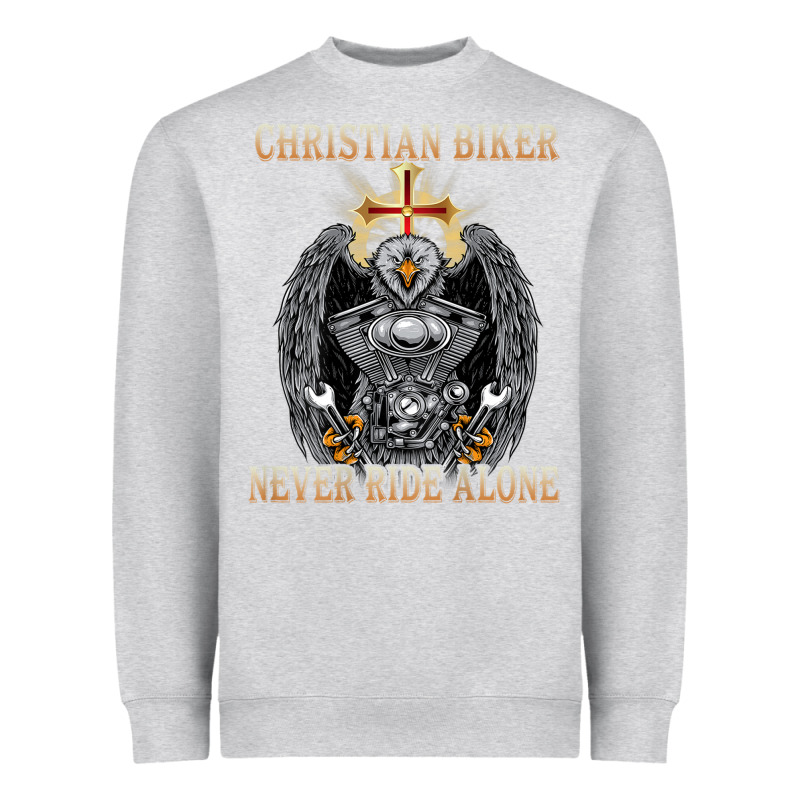 Jesus Christian Biker Never Ride Alone Heavyweight Sweatshirt by ArtMosaic | Teevron