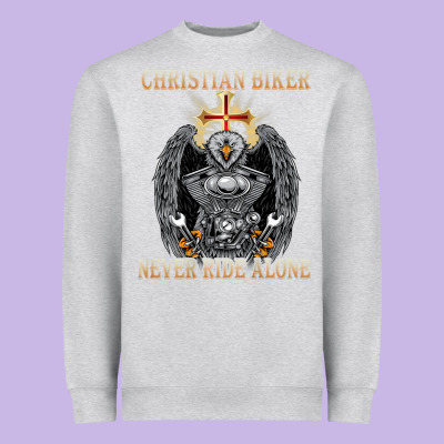 Jesus Christian Biker Never Ride Alone Heavyweight Sweatshirt Designed By Artmosaic