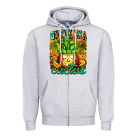 Heather Grey go fall on a cactus Zipper Hoodie - AdoDesignShop
